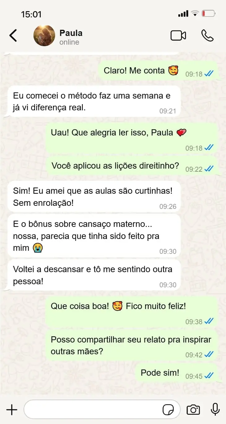 Depoimento da Paula, reduziu despertares noturnos.