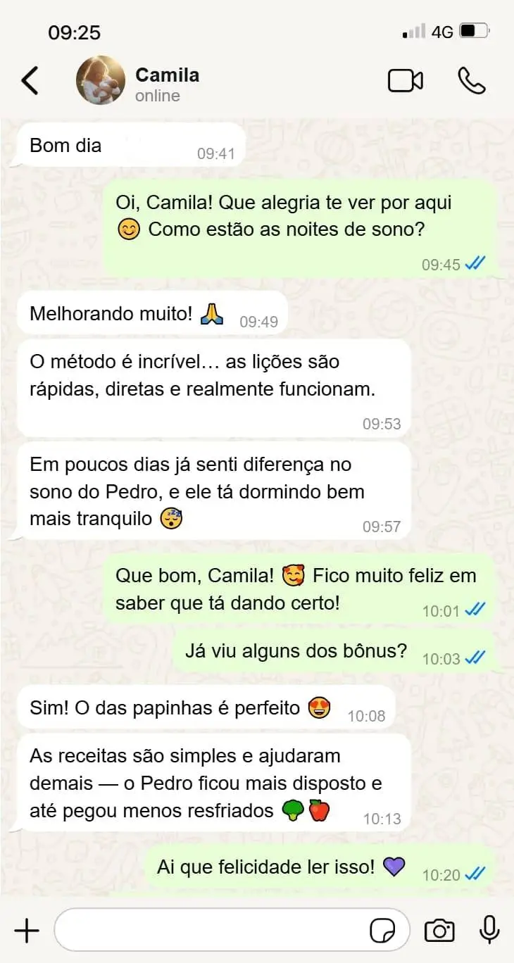 Depoimento da Camila, noites mais tranquilas.