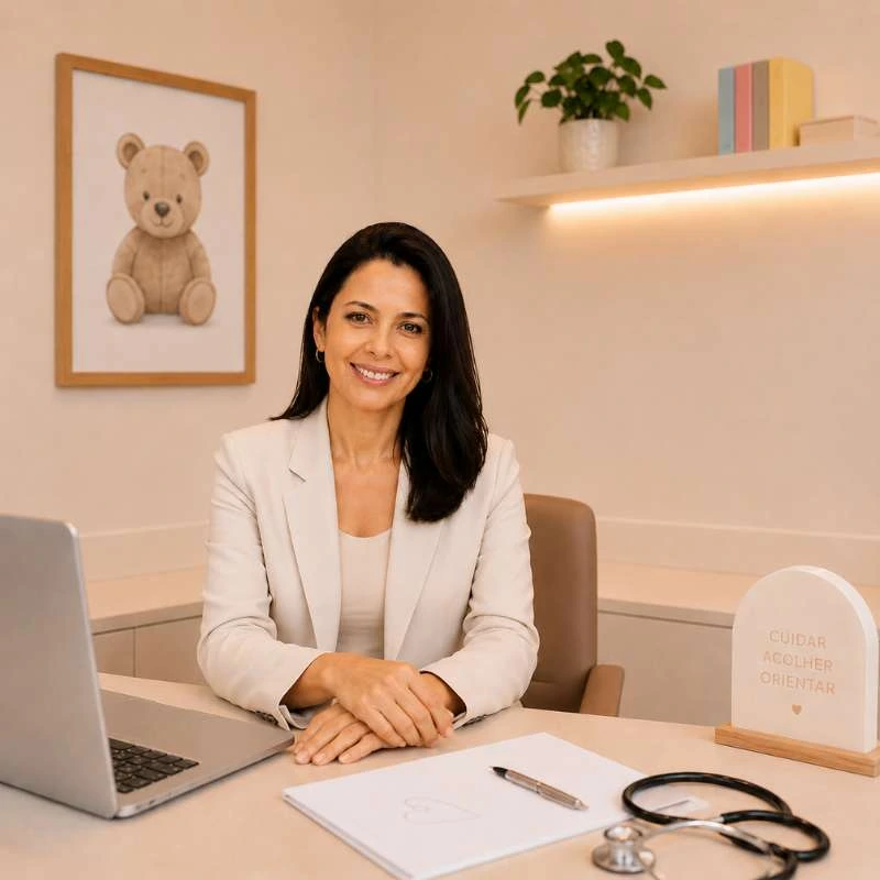 Dra Dani Ramos pediatra em Cruzeiro SP no consultório de pediatria